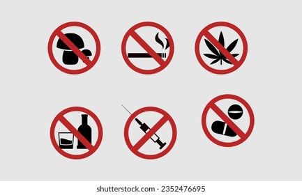 conjunto de iconos vectoriales de símbolo prohibido