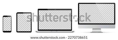 Set of fore technology devices with empty display isolated - stock vector