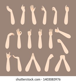 Set Of Forearm And Hand Of Human In Various Gestures, Body, Beauty, Fashion