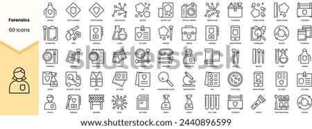 Set of forensics icons. Simple line art style icons pack. Vector illustration