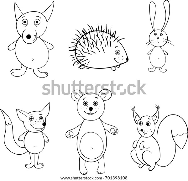 Download Set Forest Animals Coloring Book Stock Vector Royalty Free 701398108