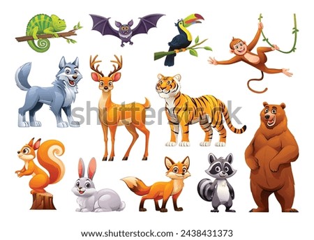 Set of forest animals. Vector cartoon illustration