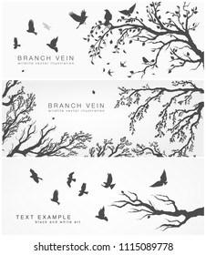set of forest and birds banner for Poster vector Design