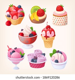 Set of forest fruit desserts vector images