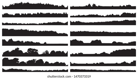 Set of forest isolated silhouettes