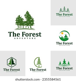 Set of Forest logo design Template. Creative Pine logo vector illustration.