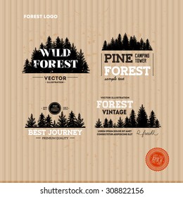 Set of forest logo. Hipster forest logo collection. Vector illustration