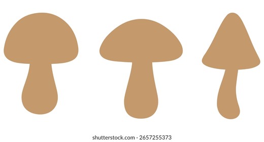set of forest mushrooms silhouette vector on white background