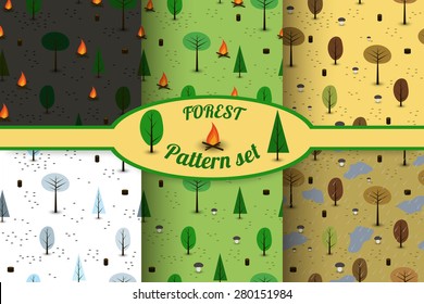 Set of the forest seamless patterns