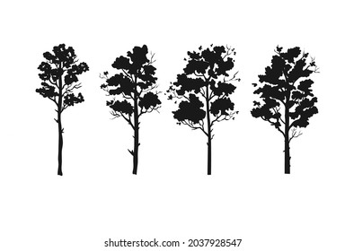 Set of forest trees silhouettes vector illustration