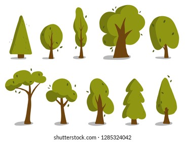 Set of forest trees.  Vector illustration.