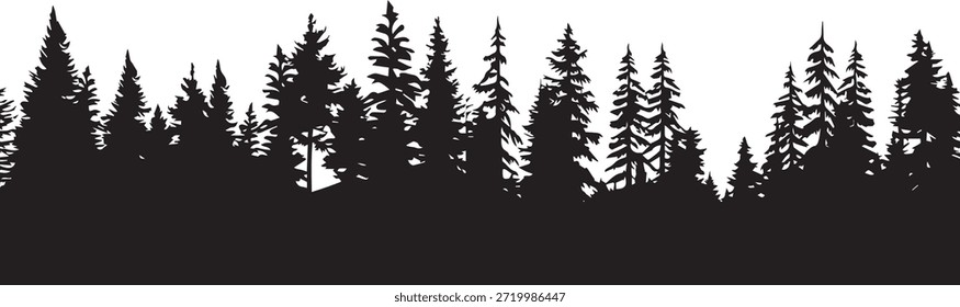Conjunto de ilustración de silueta de Vector forestal