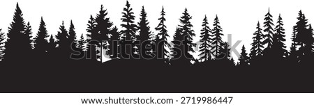 set of forest vector silhouette illustration