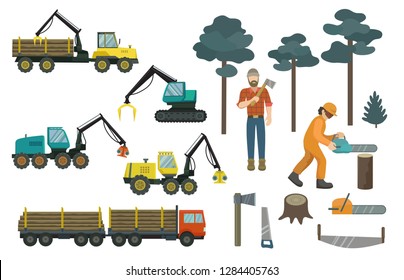 Set Of Forestry Equipment And Foresters