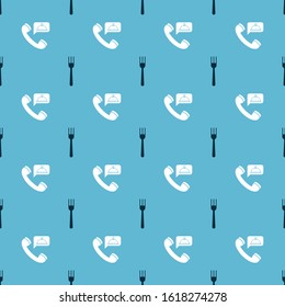 Set Fork and Food ordering on seamless pattern. Vector
