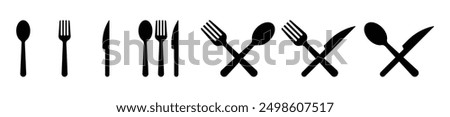 Set of fork, knife, spoon icon set. Tableware icon collection.