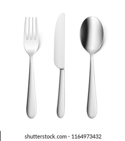 Set of fork, knife and spoon isolated on white. Vector illustration. Ready for your design. EPS10.