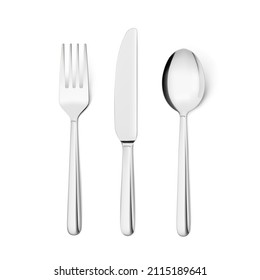 Set of fork, knife and spoon isolated on white. Vector illustration. Ready for your design. EPS10. 