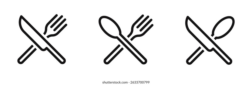 Set of fork, knife, spoon. Logotype menu or Dinner service.