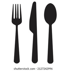 set of fork, knife, spoon simple icon cutleries icons vector illustration. black color