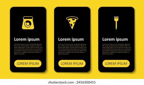 Set Fork, Slice of pizza and Online ordering food. Business infographic template. Vector