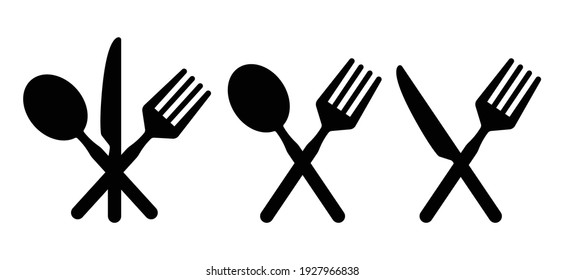 set of fork with spoon and knife. cutlery and food icons. vector illustration.