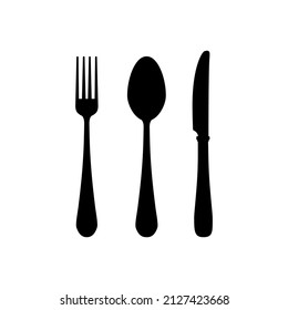 Set of fork spoon and knife graphic symbols. Vector illustration. EPS-10.