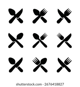Set of Fork, spoon and knife icon symbol vector on white background