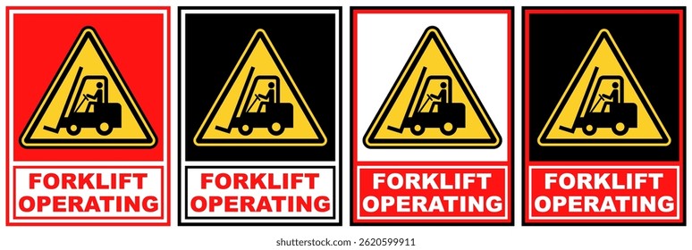 Set forklift operating safety public sign design vector illustration