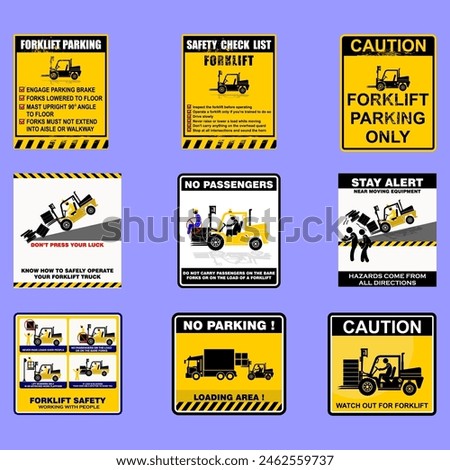 set of forklift traffic, sign vector