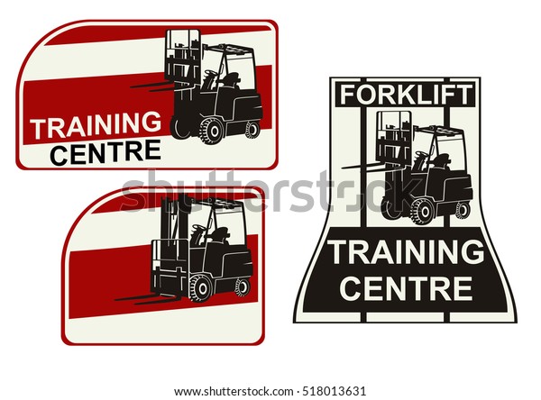 Set Forklift Training Center Stickers Flat Stock Vector Royalty Free 518013631