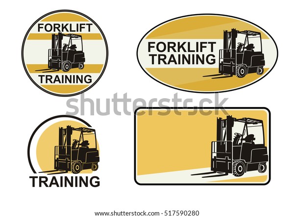 Set Forklift Training Stickers Flat Vector Stock Vector Royalty Free 517590280