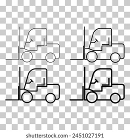 Set of Forklift transport icon, industry vehicle machine symbol, fork truck warehouse vector illustration .