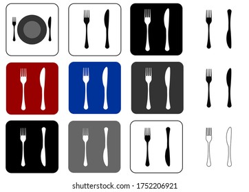 Set of forks and knives with different substrate, vector illustration. Suitable for your layouts.