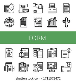 Conjunto de iconos de formulario. Ejemplo de Test, Worldwide, Invoice, Bill, Contract, List, Cross, Document, Archive, Planning, Documents, iconos de formulario