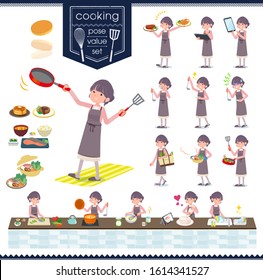 A set of formal fashion women about cooking.There are actions that are cooking in various ways in the kitchen.It's vector art so it's easy to edit.
