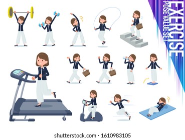 A set of formal fashion women on exercise and sports.There are various actions to move the body healthy.It's vector art so it's easy to edit.
