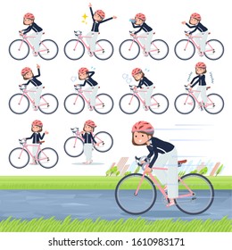 A set of formal fashion women on a road bike.There is an action that is enjoying.It's vector art so it's easy to edit.
