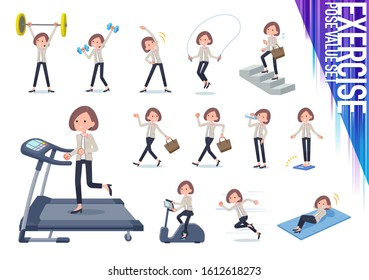 A set of formal fashion women on exercise and sports.There are various actions to move the body healthy.It's vector art so it's easy to edit.

