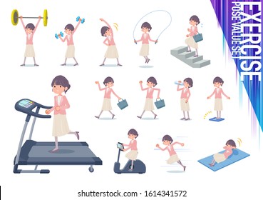 A set of formal fashion women on exercise and sports.There are various actions to move the body healthy.It's vector art so it's easy to edit.
