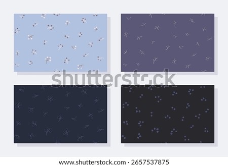 Set of formal, sober abstract ditsy seamless patterns. All over trendy, modern hand drawn backdrop ideas for textile, home decor, template, banner, gift warp, scarf, backgrounds, laminates, men shirt