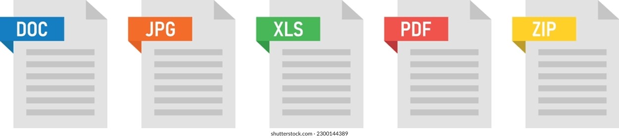 Set of format and extension of documents. Format and extension of documents collection.