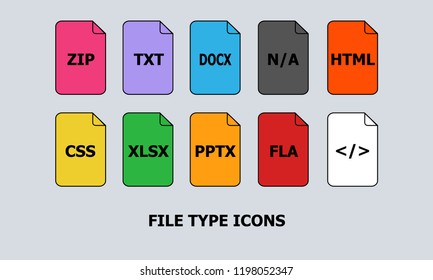 Set of formats file icons. Vector illustration
