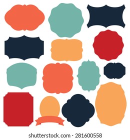 Set forms of retro labels. It contains 14 vintage elements. the colors are different.