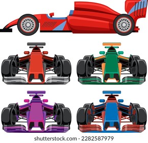 Satz Formel-1-Automobil-Illustration