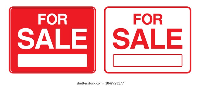 Set Of For-sale Banners, Isolated On A White Background. Ad Banner For House Or Property Sale. Realty Trade Red Vector Placard.