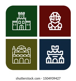 Set of fortress icons such as Fortification, Knight, Cairo citadel, Fortress , fortress