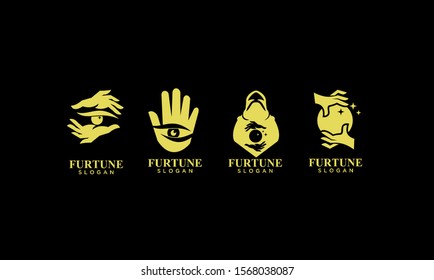 set of fortune teller gold logo icon design vector illustration