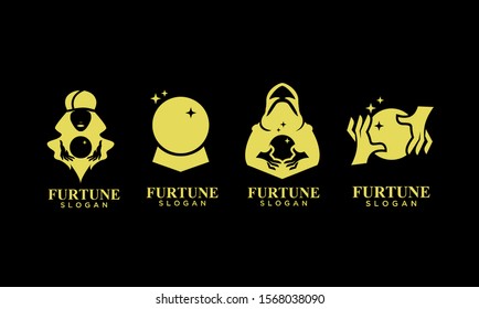 set of fortune teller gold logo icon design vector illustration
