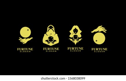 set of fortune teller gold logo icon design vector illustration